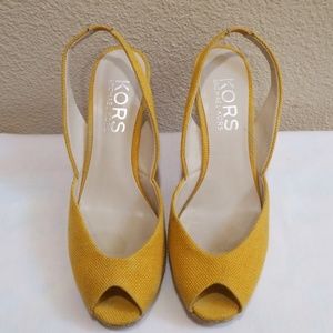 Michael Khors Yellow 4in Slingback Wedges
